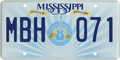 MS license plate MBH071