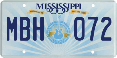 MS license plate MBH072