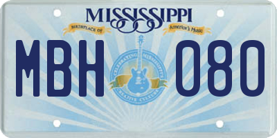 MS license plate MBH080