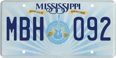 MS license plate MBH092