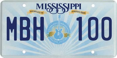 MS license plate MBH100
