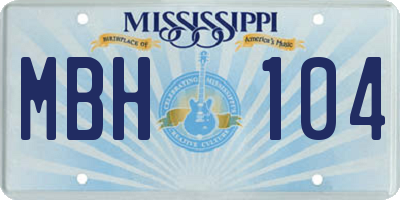 MS license plate MBH104