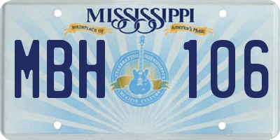 MS license plate MBH106