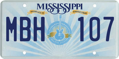 MS license plate MBH107