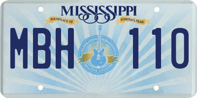 MS license plate MBH110