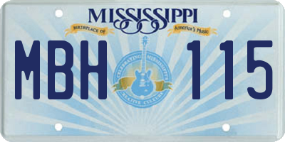 MS license plate MBH115