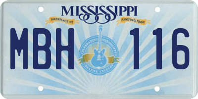 MS license plate MBH116