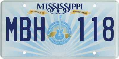 MS license plate MBH118
