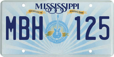 MS license plate MBH125