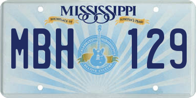 MS license plate MBH129