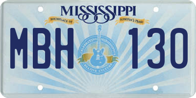 MS license plate MBH130