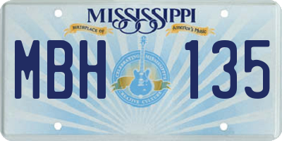 MS license plate MBH135