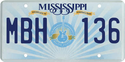 MS license plate MBH136