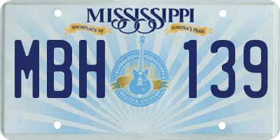MS license plate MBH139