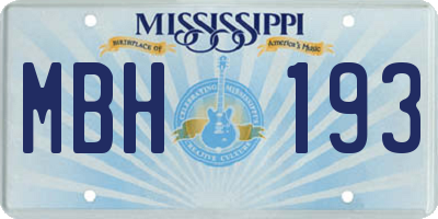 MS license plate MBH193
