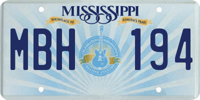 MS license plate MBH194