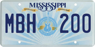 MS license plate MBH200