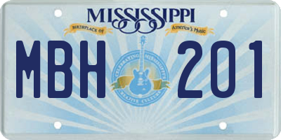 MS license plate MBH201