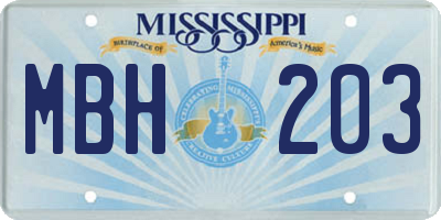 MS license plate MBH203