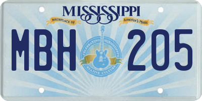 MS license plate MBH205