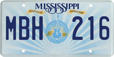 MS license plate MBH216