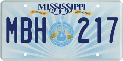 MS license plate MBH217