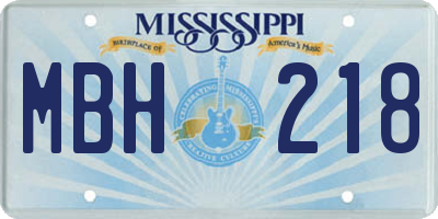 MS license plate MBH218