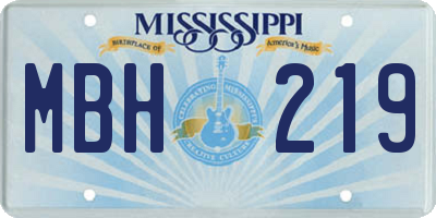MS license plate MBH219