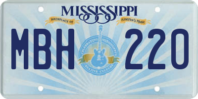 MS license plate MBH220