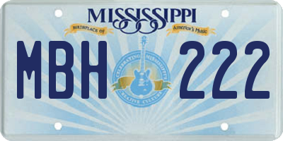 MS license plate MBH222