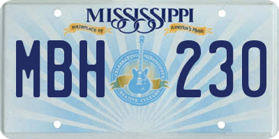 MS license plate MBH230