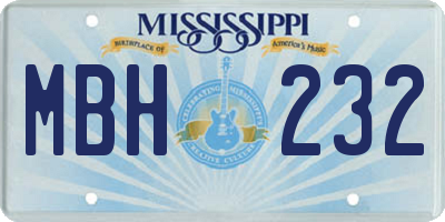 MS license plate MBH232