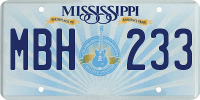 MS license plate MBH233