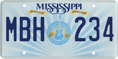MS license plate MBH234