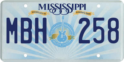 MS license plate MBH258