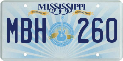 MS license plate MBH260