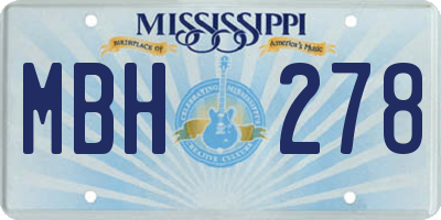 MS license plate MBH278