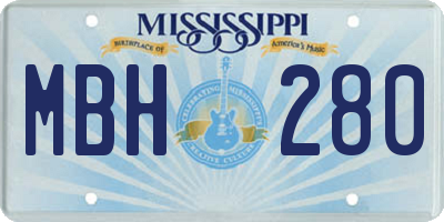 MS license plate MBH280