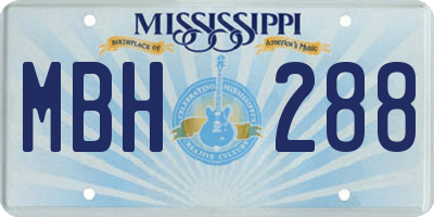 MS license plate MBH288