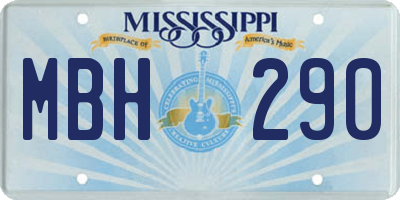 MS license plate MBH290