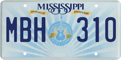 MS license plate MBH310