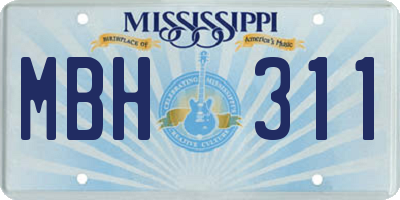 MS license plate MBH311
