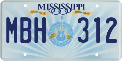 MS license plate MBH312