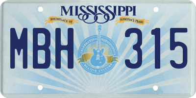 MS license plate MBH315