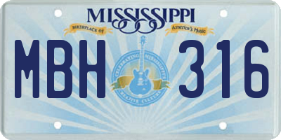 MS license plate MBH316