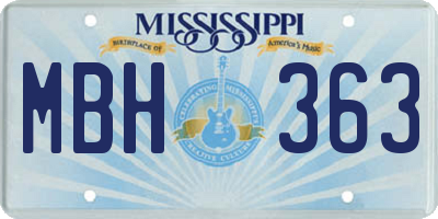 MS license plate MBH363