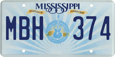 MS license plate MBH374