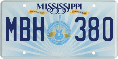 MS license plate MBH380