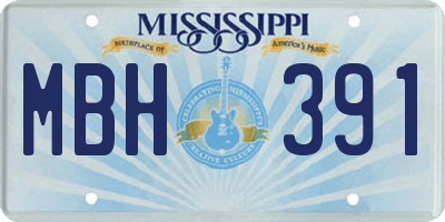 MS license plate MBH391