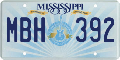 MS license plate MBH392